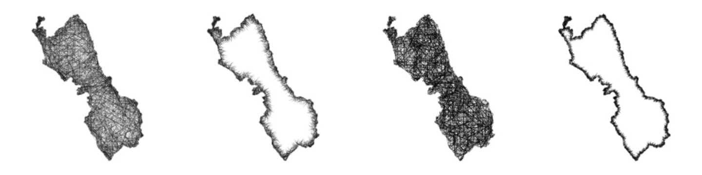 Black and white sketch Lima (Peru) outline map design set