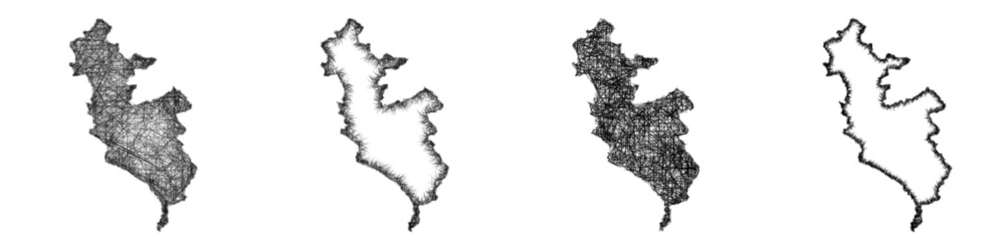 Monochrome sketch Lima Province (Peru) outline map design set