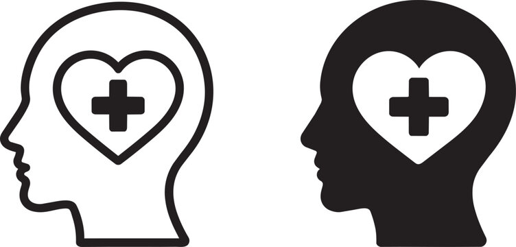 mental health and positive thinking icons set vector illustration