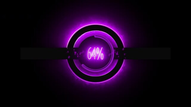 4K Neon Circular Loading Progress Animation Loop | Futuristic Percentage Indicator