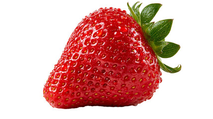 Fresh ripe strawberry with green leaves and water droplets © Lyra