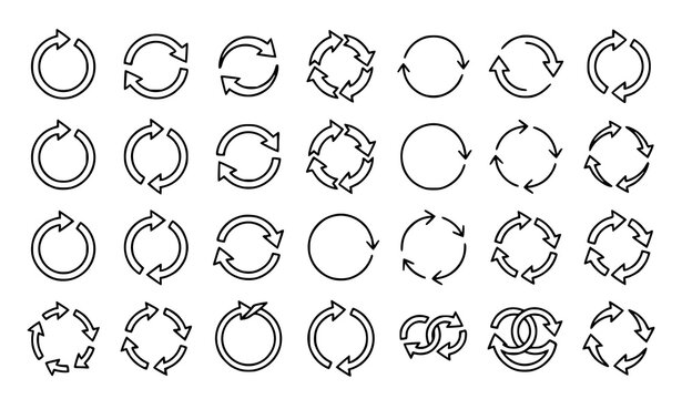 360 degree circular arrow icons set rotation refresh and direction symbols vector eps10