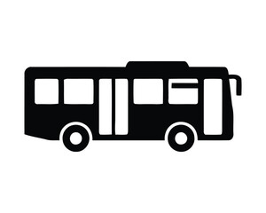 Simple black and white illustration of a public transportation bus on a white background © MahfuzurRahman