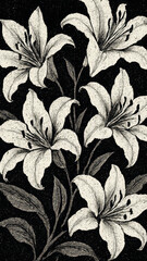 Obraz premium Elegant monochrome floral mobile wallpaper