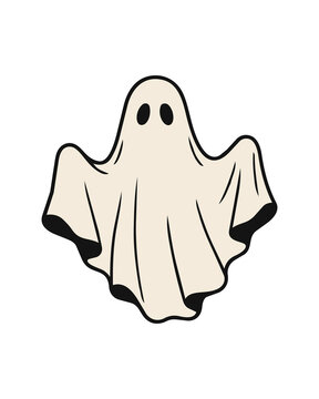 Classic spooky sheet ghost cartoon character vector illustration design element