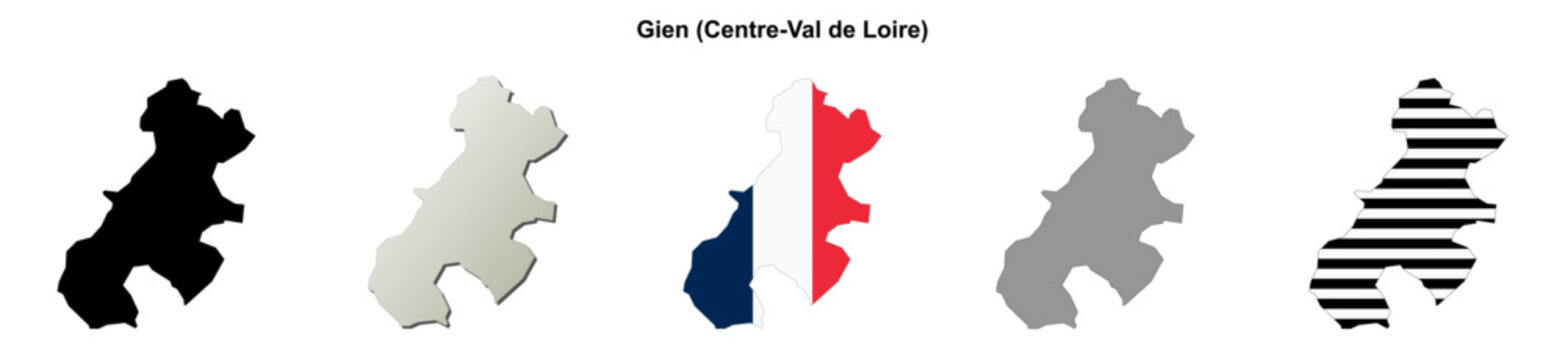 Gien (Centre-Val de Loire) blank outline map set