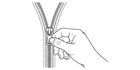Hand pulling a zipper slider © MDANISUR
