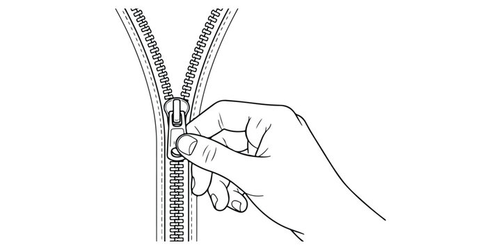 Hand pulling a zipper slider