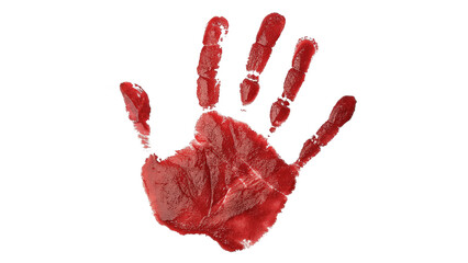 Scary red bloody handprint print on white isolated on transparent background © Rory Robinson