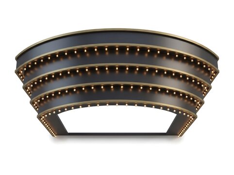 3d render of a theater marquee with glowing lights isolated on white background