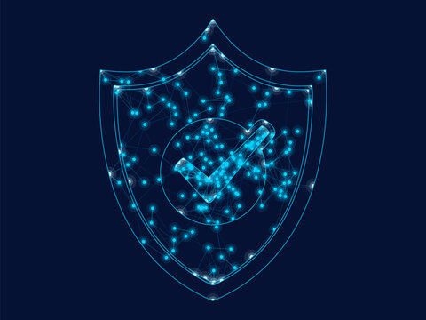 Glowing digital shield symbol representing online security and verified data protection