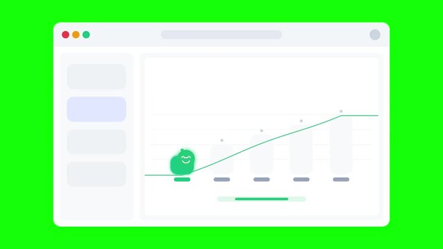 Business data visualization charts on browser with green screen