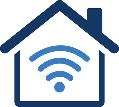 Smart Home WiFi Icon with House Internet Connection and Wireless Network Symbol