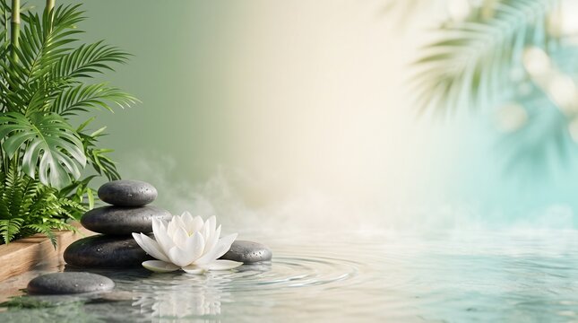 Tropical Spa Wellness 3D Banner with Copy Space