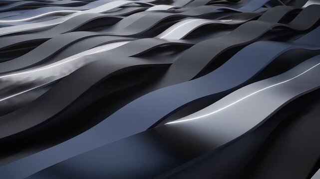 Abstract fractal glass surface with metallic tones and smooth curved structure. Elegant minimal industrial surface. Luxury technology background for tech presentations and premium visuals. 3d render