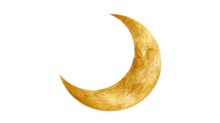 Golden crescent moon with detailed cratered surface texture © Peregrine