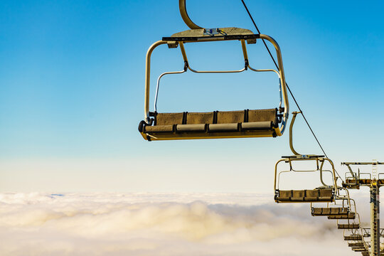 Chair lift in mountain, Serra da Estrela, Portugal