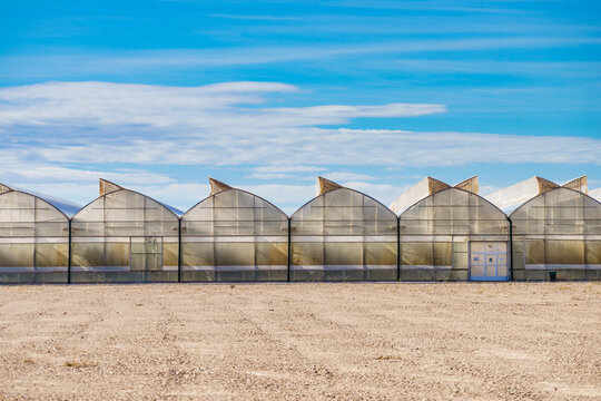 Commercial greenhouses on coast, Spain. Food production