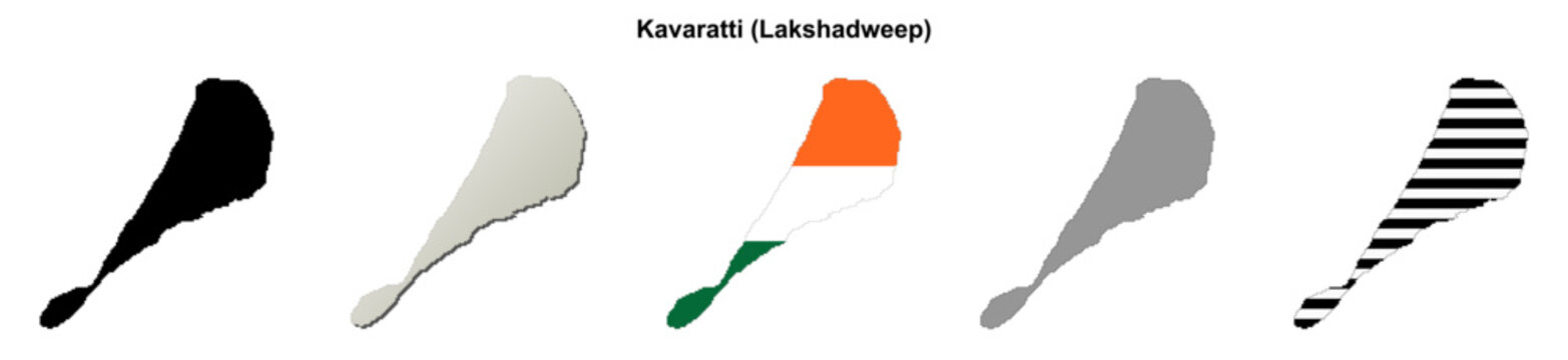 Kavaratti (Lakshadweep) blank outline map set