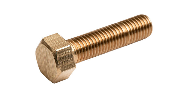 Brass hexagonal head bolt with threaded shaft