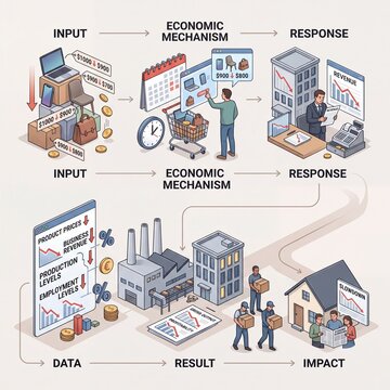 Deflation Economic Process Infographic Flat Design Vector