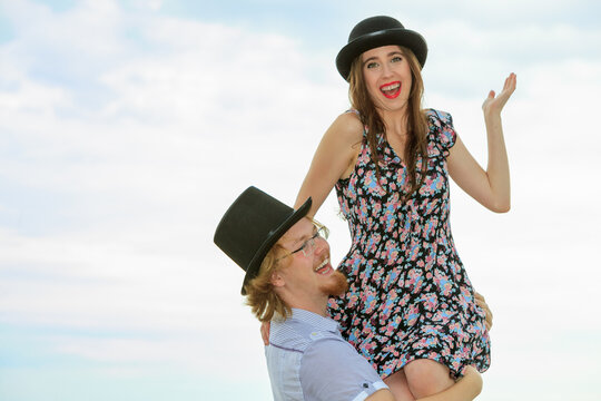 Couple having fun together outdoor.
