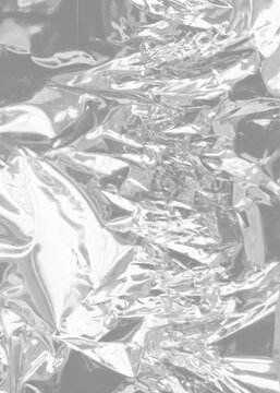 plastic overlay texture of realistic crumpled transparent plastic film wrap on black background, wrinkled stretched plastic effect.