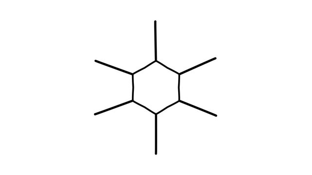 Minimalist black hexagon chemical bond structure line icon representing cyclow hexane organic chemistry molecule scientific formula symbol isolated on clean white background vector.