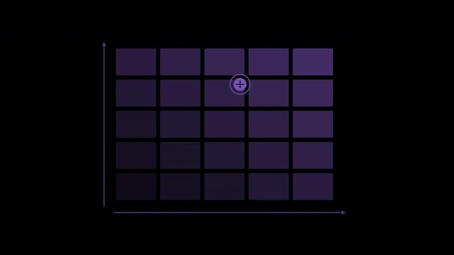 Risk matrix tracking likelihood and business impact in violet