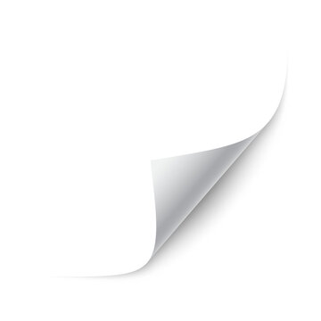 Curled paper corner with shadow on transparent background