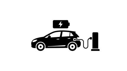 Obraz premium Electric vehicle charging station icon representing sustainable energy and modern transportation infrastructure for eco-friendly mobility solutions