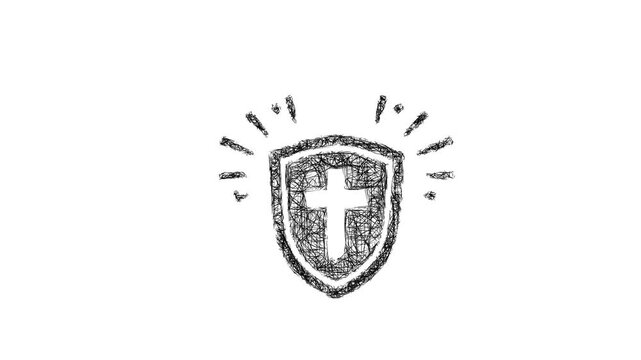 Sketch power word shield icon animation - smooth progressive reveal