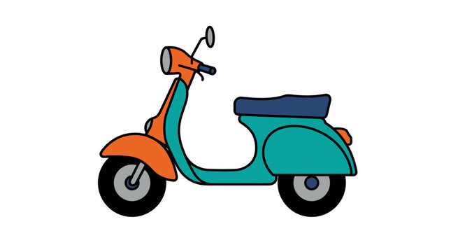 Simple Vector Illustration of a Colorful Retro Scooter