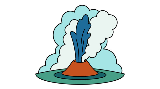 Stylized Geyser Eruption Illustration with Steam and Water Jet