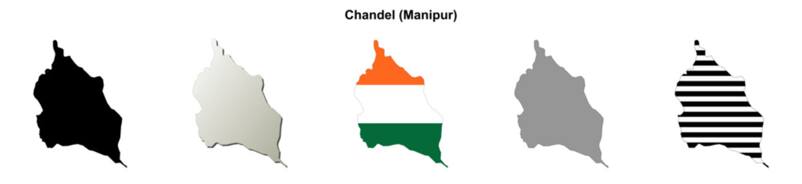 Chandel (Manipur) blank outline map set