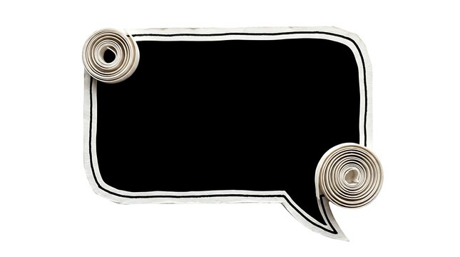 black speech bubble with white border