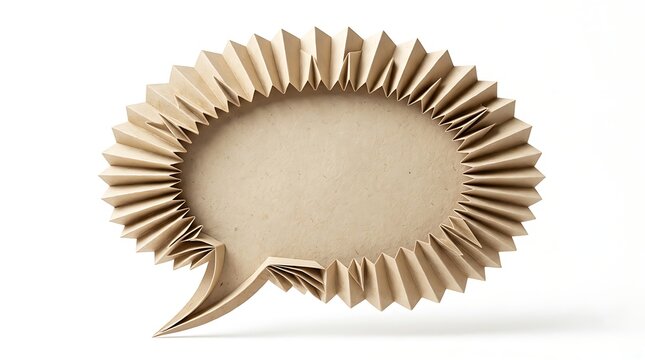 Brown paper speech bubble with accordion pleated edge