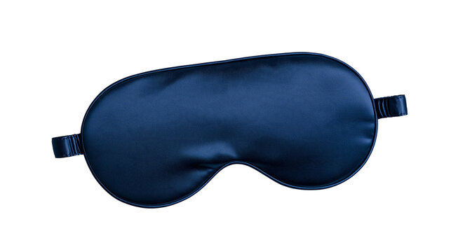 Dark blue satin sleep mask with adjustable elastic strap