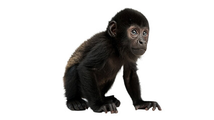 Fototapeta premium Small young black gorilla monkey cub wildlife isolated on transparent background