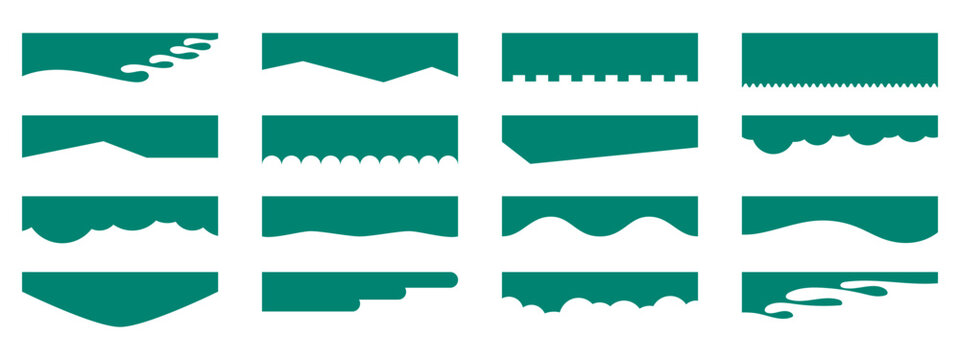Set of website dividers with wave and zigzag borders. Green header shapes for banner, poster and page design.