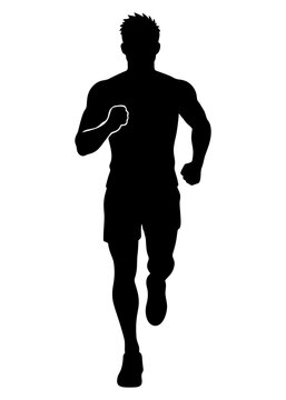 Silhouette of a running man, front view