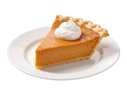 Slice of pumpkin pie isolated on transparent background