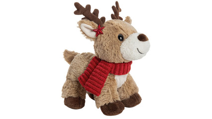 Cute small plush reindeer toy christmas festive decoration isolated on transparent background © Olivia Wilson