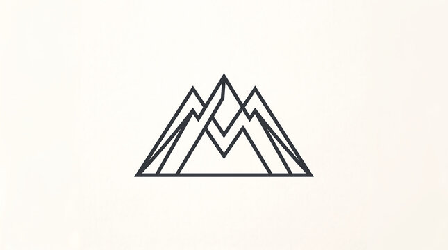 Abstract mountain range logo formed by intersecting geometric lines creating stylized letter M shape for modern outdoor brand identity or minimalist design.