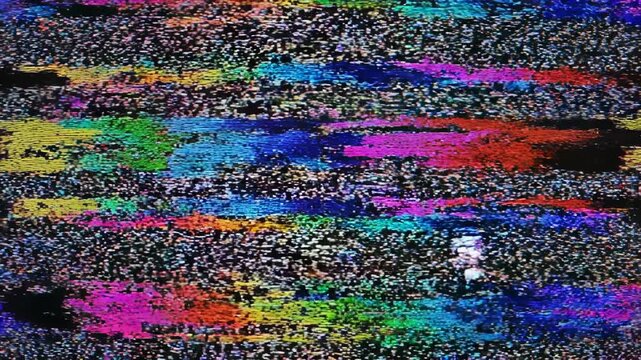 Television static with colorful glitching horizontal bars during broadcast interruption a digital noise concept
