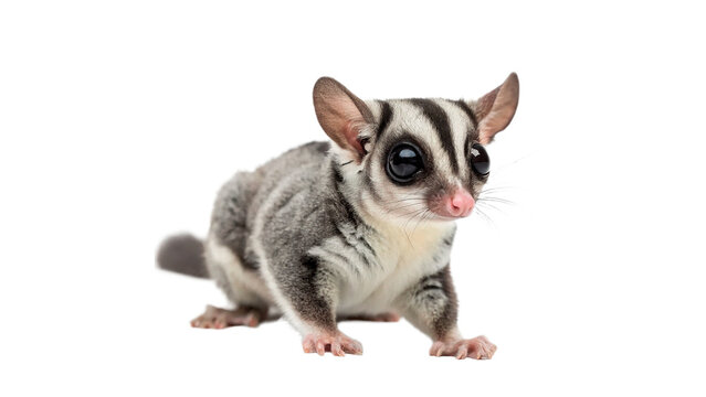 Cute small sugar glider marsupial animal wildlife isolated on transparent background