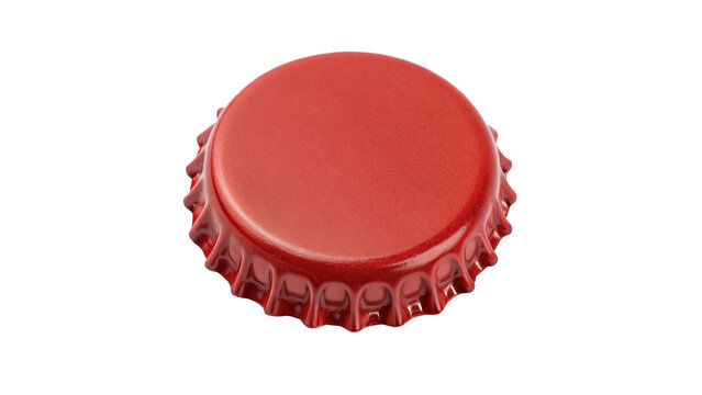 Red metallic crown bottle cap accessory isolated on transparent background