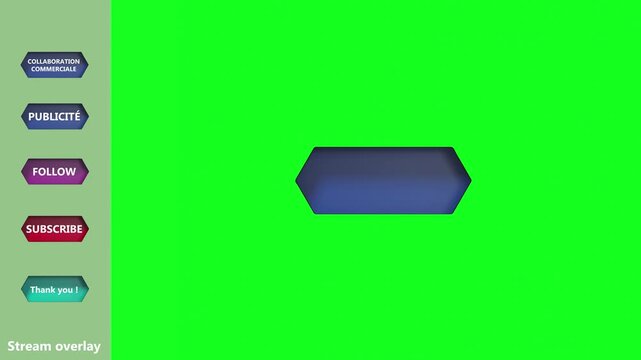 overlay for stream, mini information message - 3d render on green screen
