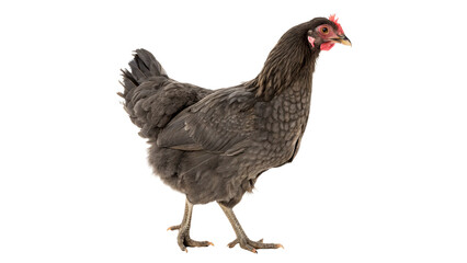 Single domestic grey chicken hen standing sideways isolated on transparent background © Oliver