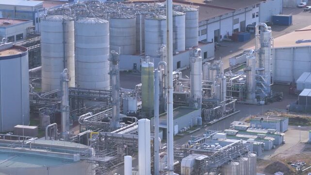Large Industrial Gas Storage Facility with LPG Tanks and Railway Infrastructure